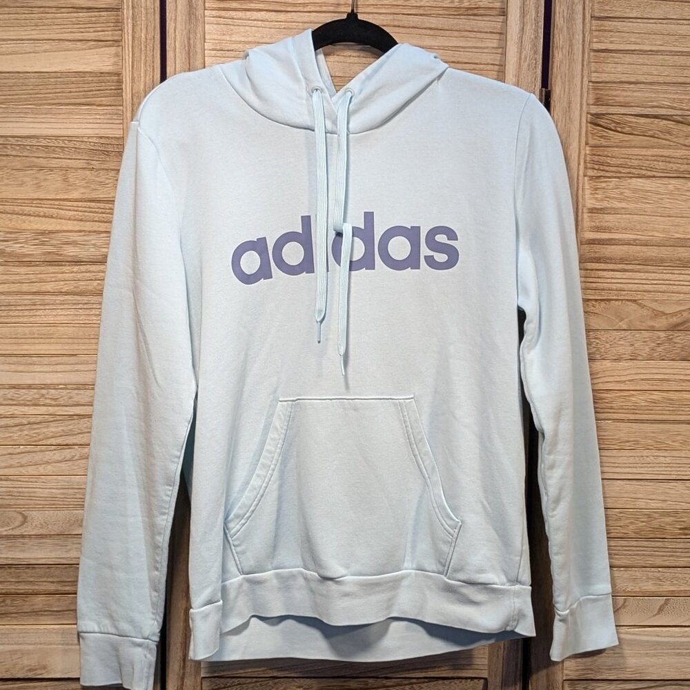 Adidas Hoodie with Lavender Logo Light Blue/Mint Size Medium 12/14 - Picture 1 of 8
